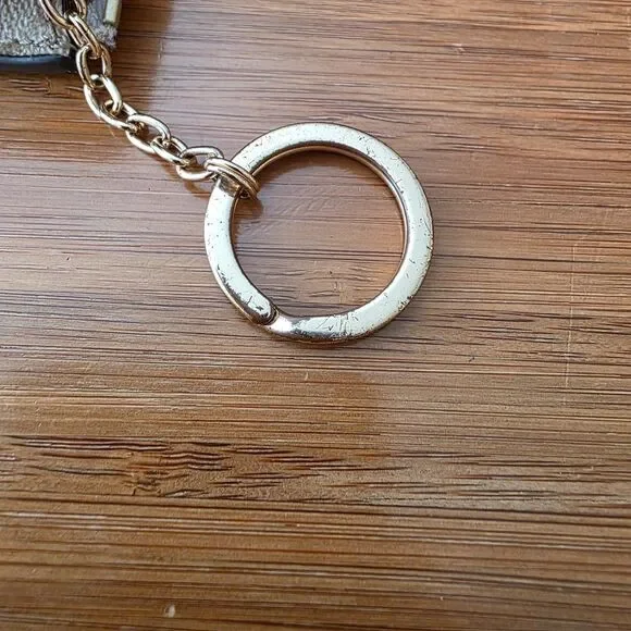 Coach Card Wallet with Logo, Zipper & Key Ring Tan Signature Jacquard Card Slot - Picture 10 of 12